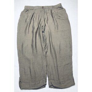 Chicos Womens Plus Size 16 Brown Cropped Ankle Pants Lagenlook Pockets